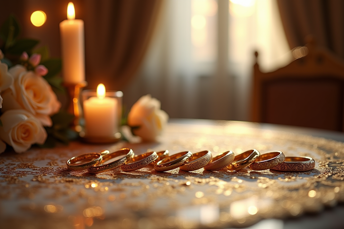 Table avec onze anneaux entrelaces représentant diverses traditions