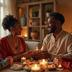 Couple multiculturel célébrant leur 11e anniversaire de mariage