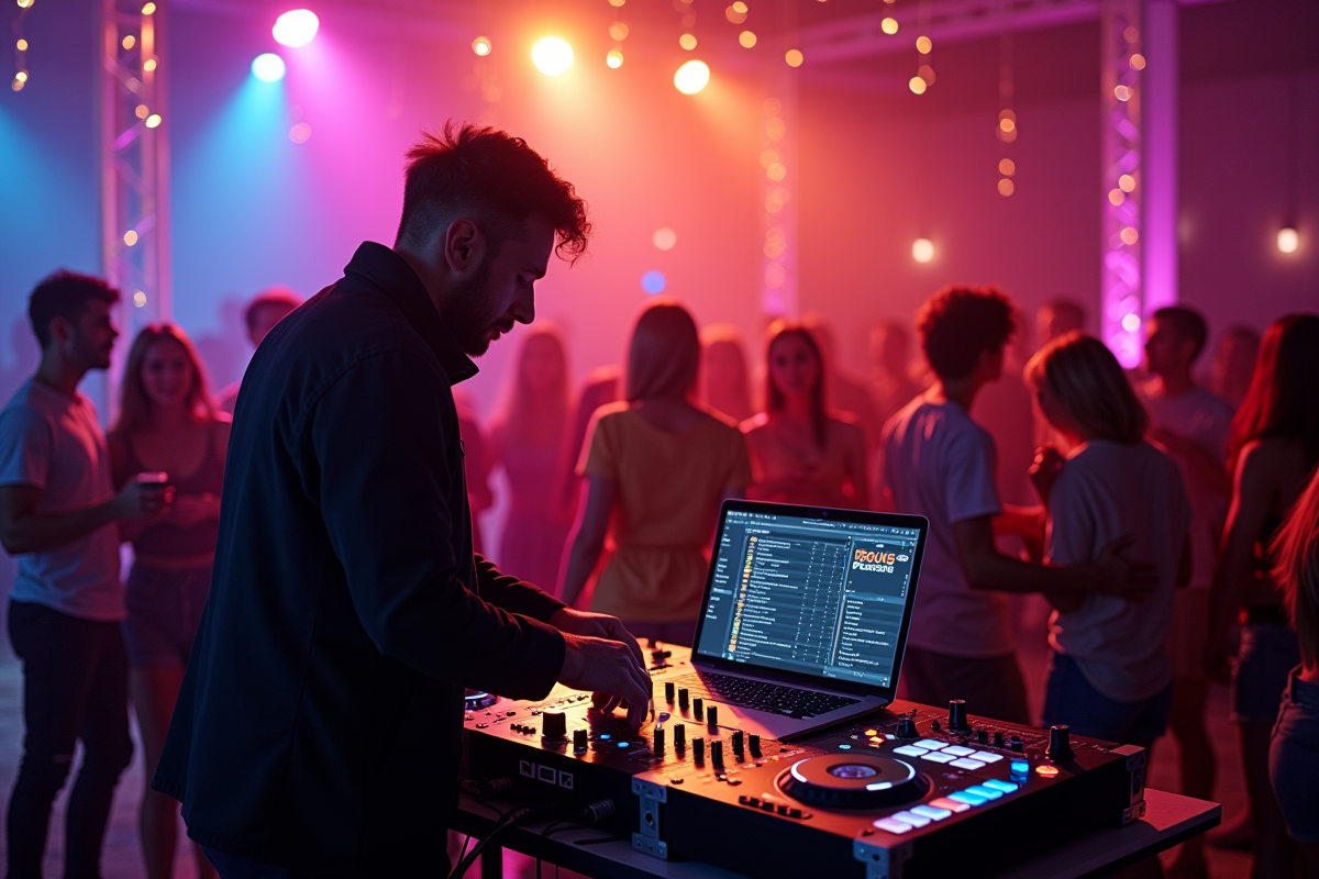 DJ ajustant le volume sur un mixeur lors d