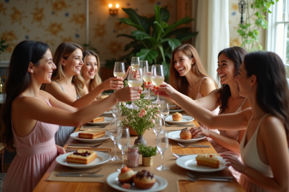 Femmes élégantes en fête levant un toast convivial