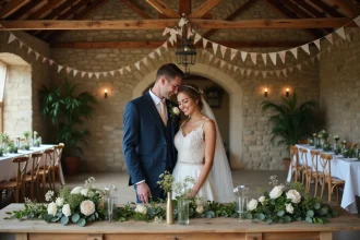 Décoration créative d'une grange pour un mariage unique