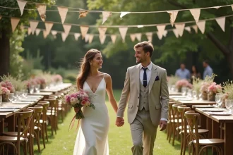 Tenue de mariage éco-responsable en matières durables et vintage