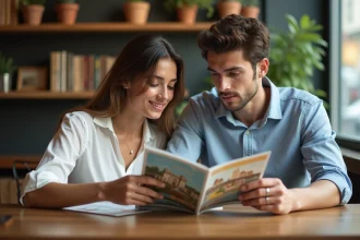Couple discutant des coûts de leur lune de miel