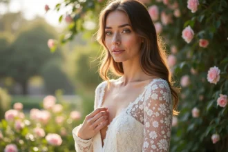 Robe de mariée en dentelle élégante et moderne