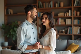 Couple marié discutant des valeurs bibliques et de l'engagement conjugal