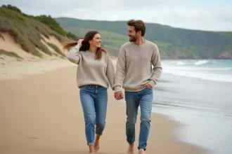 Séance photo romantique au Pays Basque avec des paysages colorés