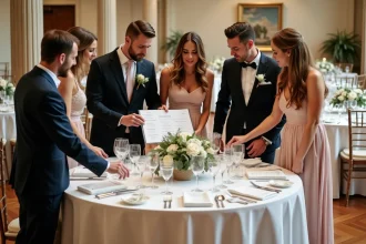 Disposition harmonieuse des tables pour un mariage réussi