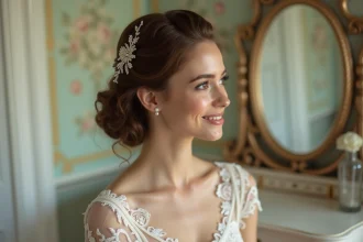 Chignon rétro élégant pour mariée inspiré des années 1920 à 1960