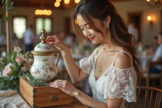 Urne de mariage personnalisée intégrée au décor de la cérémonie