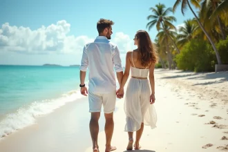 Dîner romantique en bord de mer sous une pluie tropicale