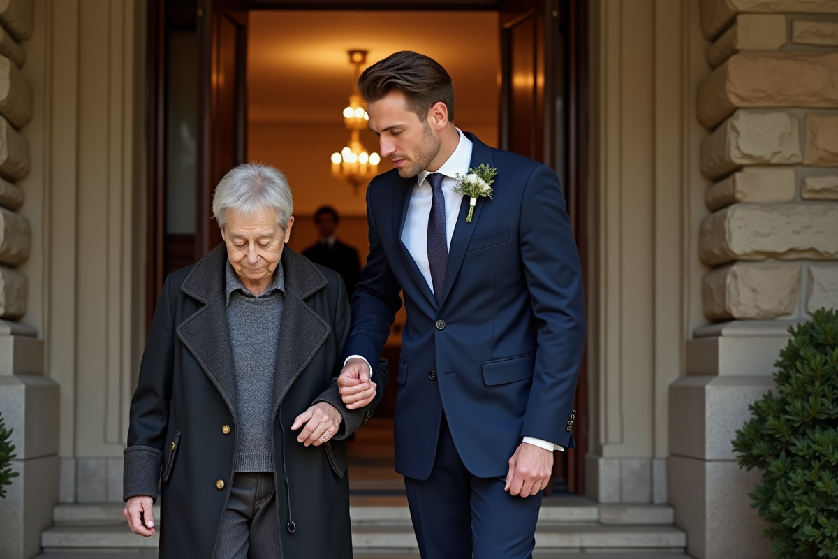 Homme en costume guidant un invité à l